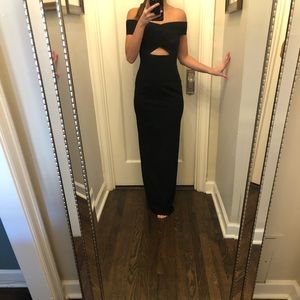 Solace London Black Off the Shoulder Gown